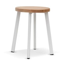 James 46cm Natural Wooden Seat Low Stool - White Legs by Interior Secrets - AfterPay Available