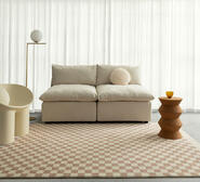 Jazine And Brown Chequered Washable Rug Neutral Extra Extra Large