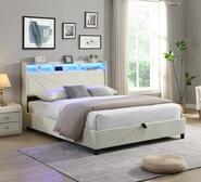 Kiora Double Gas Lift Bed Frame Neutral