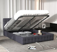 Lyddete King Single Gas Lift Bed Frame Grey