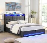 Milperra Double Gas Lift Bed Frame Grey