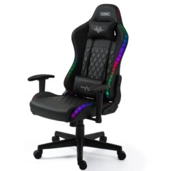 OVERDRIVE Gaming Chair, with Bluetooth Speakers, RGB LED Lights, Reclining Game Armchair, Black