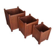 Set Of 3 Alula Outdoor Planter Boxes Brown