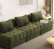 Set Of 3 Gallery Armless Sofa Green