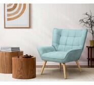 Winthrop Rubberwood Armchair Blue 1 Seater