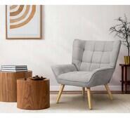 Winthrop Rubberwood Armchair Grey 1 Seater