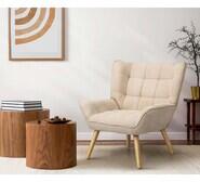 Winthrop Rubberwood Armchair Neutral 1 Seater