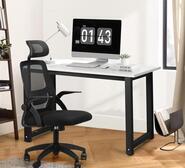 Aila Black White Home Office Desk And Chair Package Black