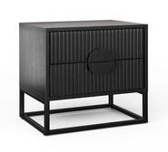 Baxto Ripple Slatted Bedside Table Black