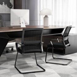 Costway1/2 Pieces Office Guest Chair with Lumbar Support and Sled Base-2 pieces
