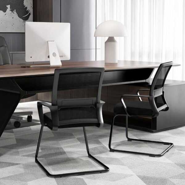 Costway1/2 Pieces Office Guest Chair with Lumbar Support and Sled Base-2 pieces