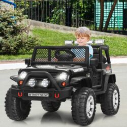 Costway12V Kids Ride-On Car with Parental Remote Control and Spring Suspension-Black