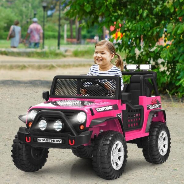 Costway12V Kids Ride-On Car with Parental Remote Control and Spring Suspension-Pink