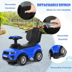 Costway3 in 1 Kids Ride On Push Car with Horn, Music, Light Dancing to Music for Toddlers-Navy
