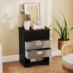 Costway4-Drawer Dresser Modern Chest Storage Organizer Multifunctional Freestanding Nightstand-Black