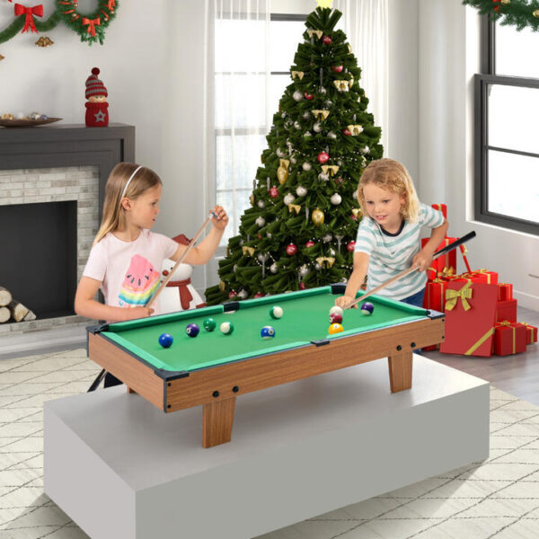 Costway4 in 1 Combo Game Table Set with Billiards for Kids and Adults-Brown