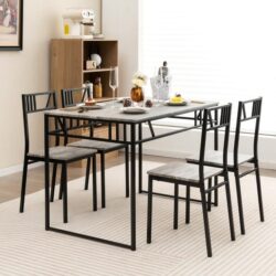 Costway5 Piece Dining Table Set with Wood Like Tabletop and Metal Frame for Kitchen/Dining Room