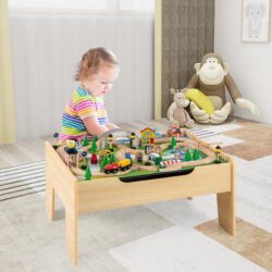 CostwayAll-in-One Kids Activity Table Wooden Construction Play Table