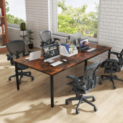 CostwayConference Room Table Seats up to 10 People for Office and Boardroom-Rustic Brown