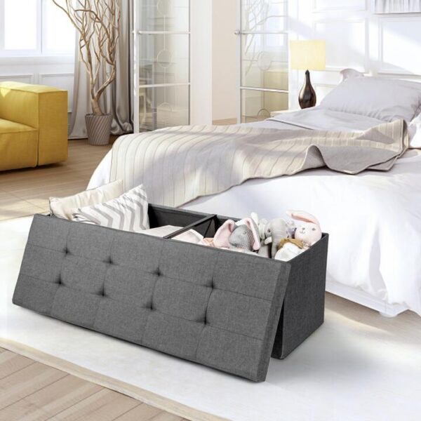 CostwayFabric Folding Storage Ottoman with Divider for Entryway