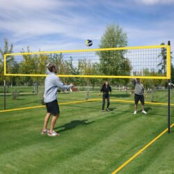 CostwayPortable Outdoor Volleyball Net Set with Height Adjustable Poles for Backyard-Yellow