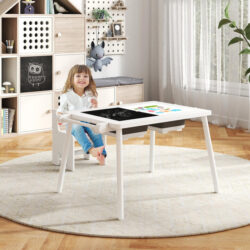 CostwaySensory Toddler Activity Table and Chair Set for Kids 2-8-White