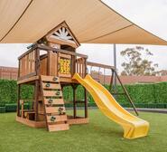 Coventry Kids Cubby House With Slide Yellow
