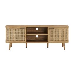 Design Square Mean Lowline 2-Shelves 2-Door Entertainment Unit TV Stand 150cm Oak/Rattan