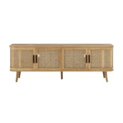 Design Square Mean Lowline 4-Doors TV Stand Entertainment Unit 160cm Oak/Rattan