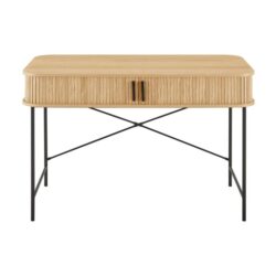 Design Square Reeve Computer Working Home Office Desk Table 120cm Slat Oak