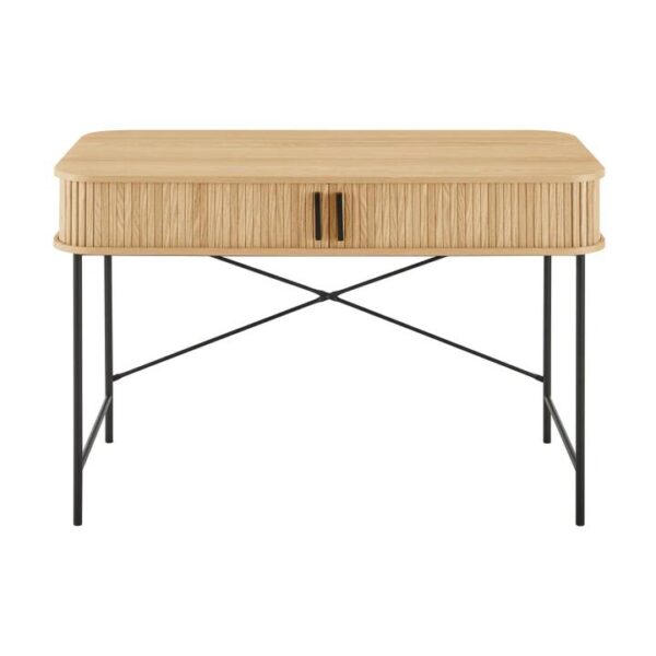 Design Square Reeve Computer Working Home Office Desk Table 120cm Slat Oak