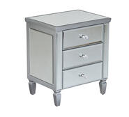 Diamond Mirrored 3-Drawer Bedside Table Grey 3 Drawer