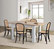 Doris 4 Seater Extendable Dining Table + Black Rattan Chairs Black
