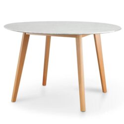 Ex Display - Aron 120cm Round Marble Dining Table - Natural Base by Interior Secrets - AfterPay Available