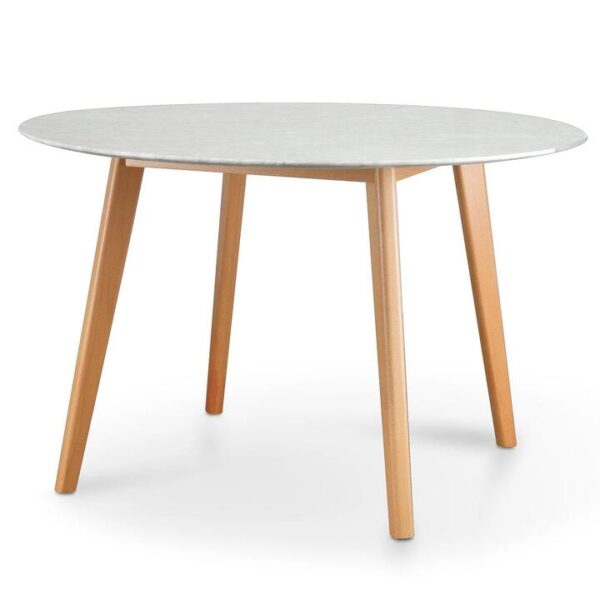 Ex Display - Aron 120cm Round Marble Dining Table - Natural Base by Interior Secrets - AfterPay Available