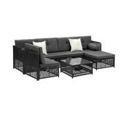 Forrest 6 Seater Outdoor Lounge Set Black