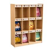 Jooyes 12 Shelf Kids Bag Locker Storage Cabinet Neutral