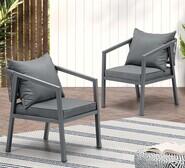 Set Of 2 Alejandro Outdoor Armchairs Grey