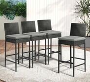 Set Of 4 Ingomar 70Cm Pe Rattan Outdoor Barstools Black