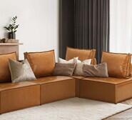 Set Of 4 Valeri Armless Lounge Chairs Brown 4 Seater