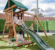 Vale Kids Cubby House With Slide Green