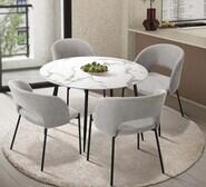 Wilson Faux Linen Dining Table & Chair Set Black