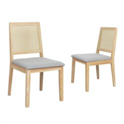 2x Rattan Dining Chair Solid Wood Lounge