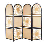 Abram Natural Rattan Room Divider Black