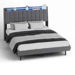 Advwin Queen Floating Bed Frame with LED Lights