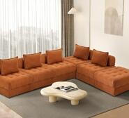Alma 6 Seater Sofa With Ottoman Brown