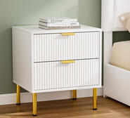 Busan 2 Drawer Bedside Table White