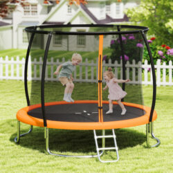 Costway10FT Outdoor Trampoline with Safety Enclosure Net-Orange