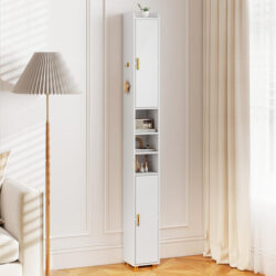 Costway179 cm Tall Bathroom Cabinet with 2 Doors and Adjustable Shelves-White