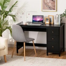 Costway3-Drawer Computer Desk with Spacious Desktop for Office Black